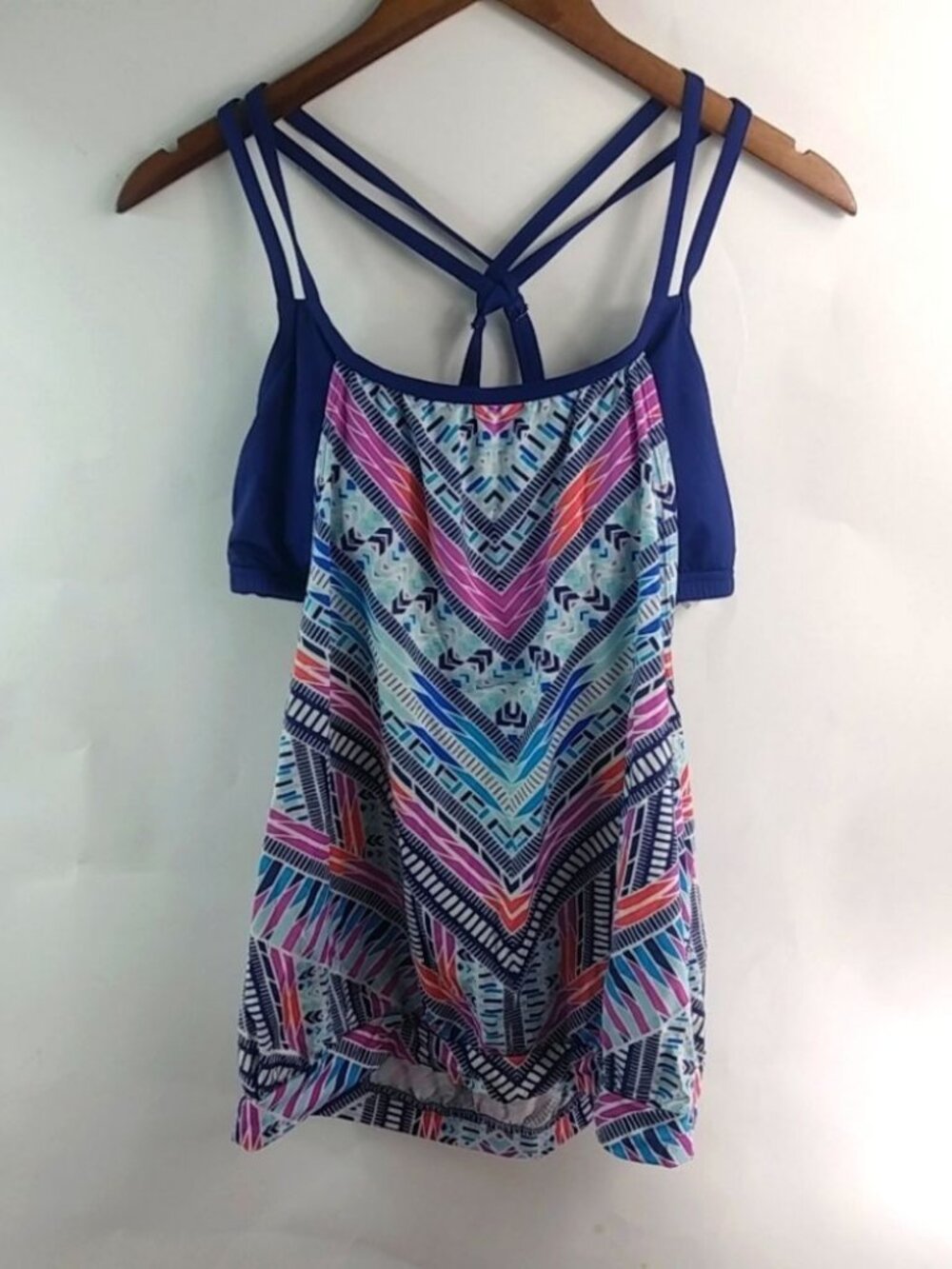 JAG XL Navy Print Strappy Swim Top